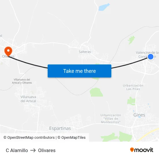 C Alamillo to Olivares map