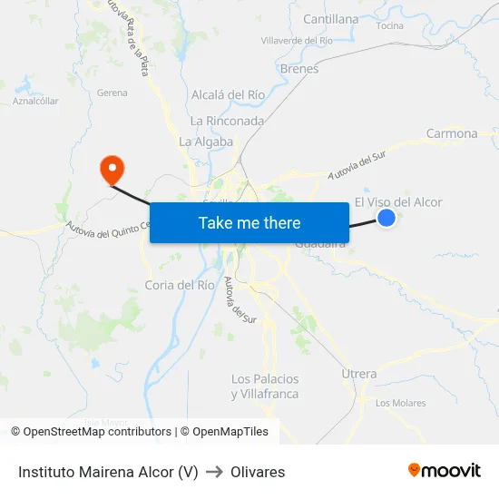Instituto Mairena Alcor (V) to Olivares map