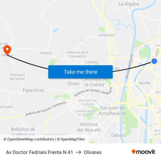 Av Doctor Fedriani Frente N 41 to Olivares map