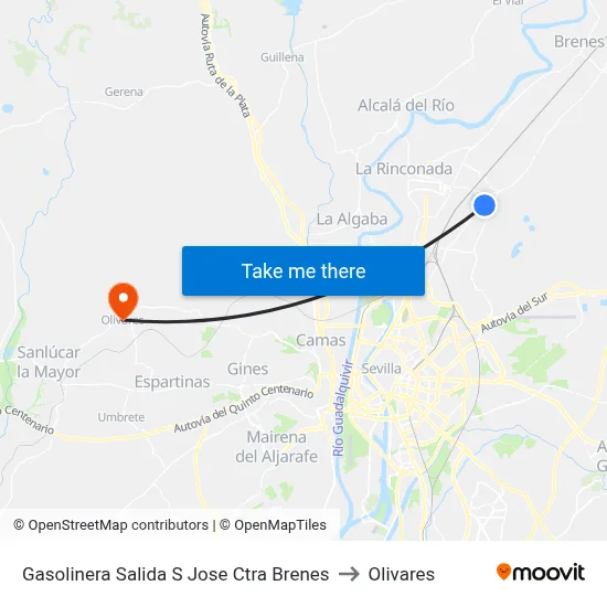 Gasolinera Salida S Jose Ctra Brenes to Olivares map