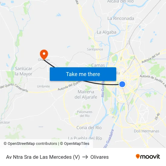 Av Ntra Sra de Las Mercedes (V) to Olivares map