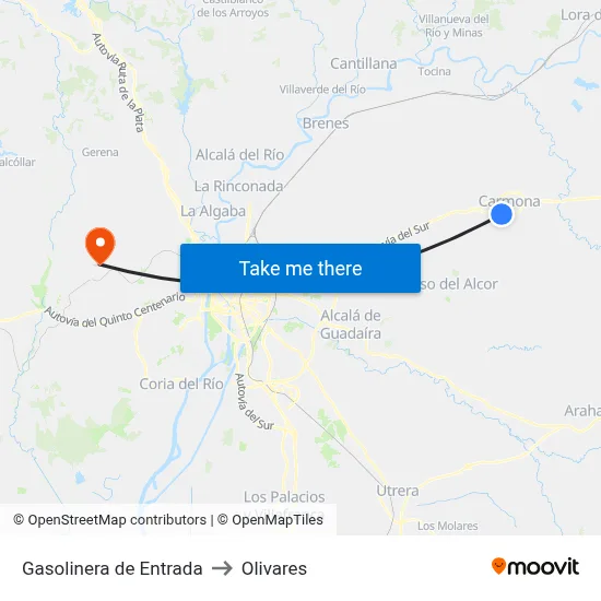 Gasolinera de Entrada to Olivares map