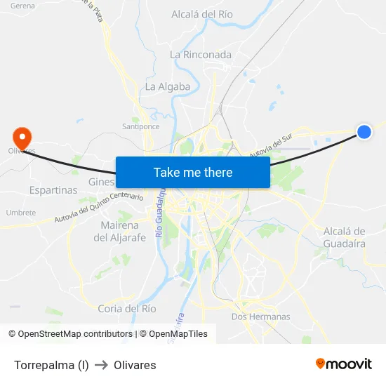 Torrepalma (I) to Olivares map