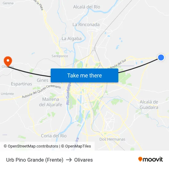 Urb Pino Grande (Frente) to Olivares map