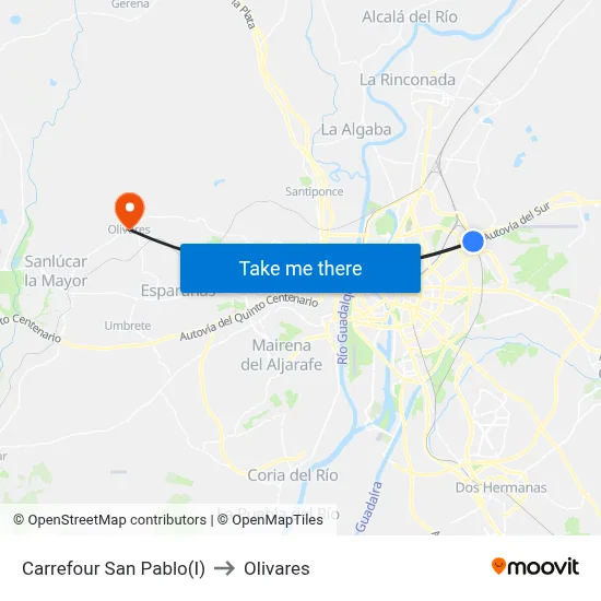 Carrefour San Pablo(I) to Olivares map
