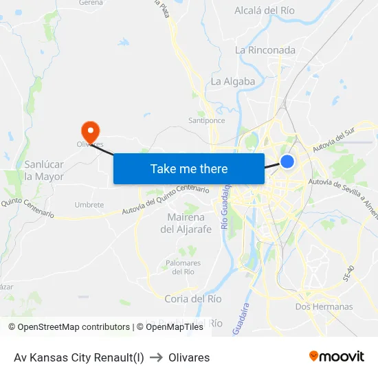 Av Kansas City Renault(I) to Olivares map