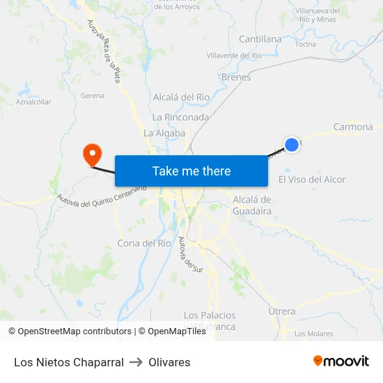 Los Nietos Chaparral to Olivares map