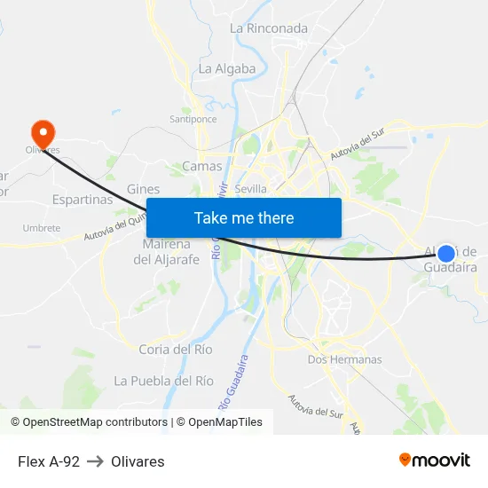 Flex A-92 to Olivares map