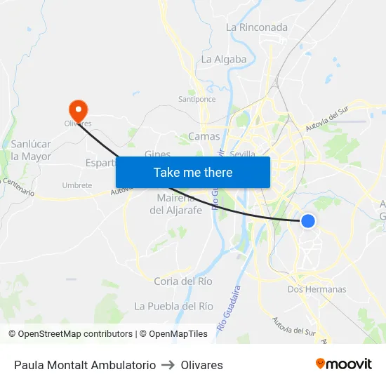 Paula Montalt Ambulatorio to Olivares map