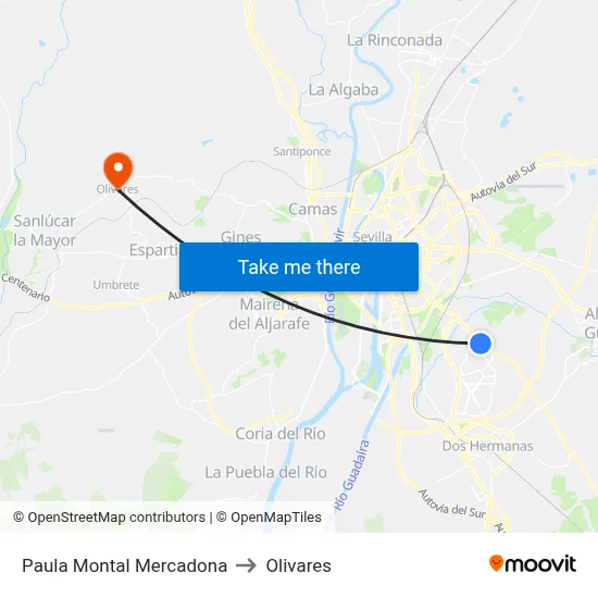 Paula Montal Mercadona to Olivares map