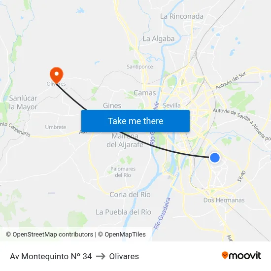 Av Montequinto Nº 34 to Olivares map