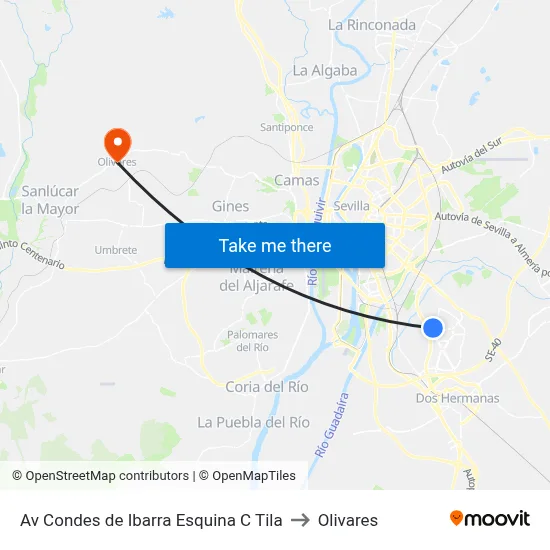 Av Condes de Ibarra Esquina C Tila to Olivares map