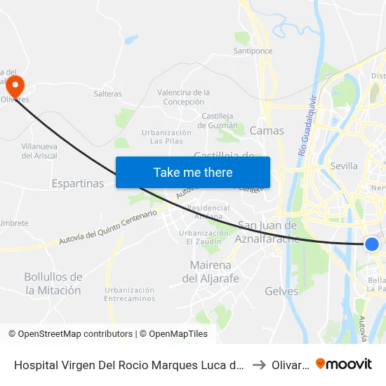 Hospital Virgen Del Rocio Marques Luca de Tena to Olivares map