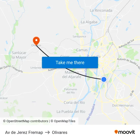 Av de Jerez Fremap to Olivares map