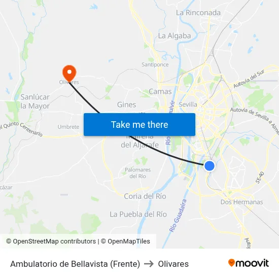 Ambulatorio de Bellavista (Frente) to Olivares map