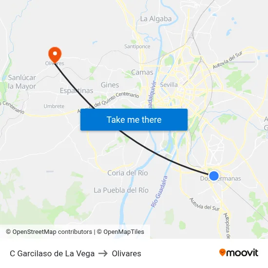 C Garcilaso de La Vega to Olivares map