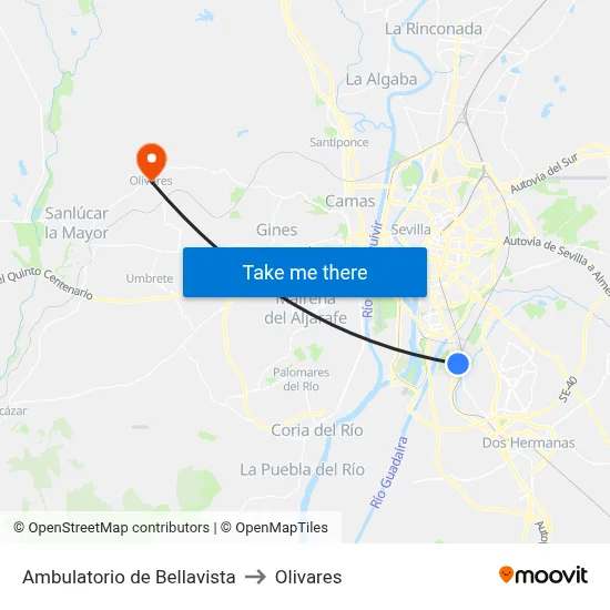 Ambulatorio de Bellavista to Olivares map