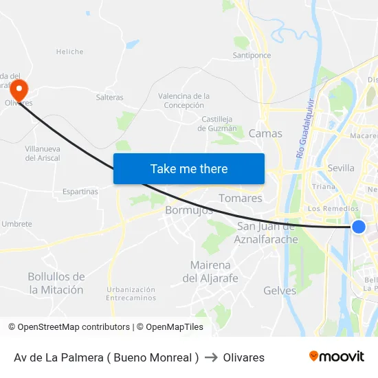 Av de La Palmera ( Bueno Monreal ) to Olivares map