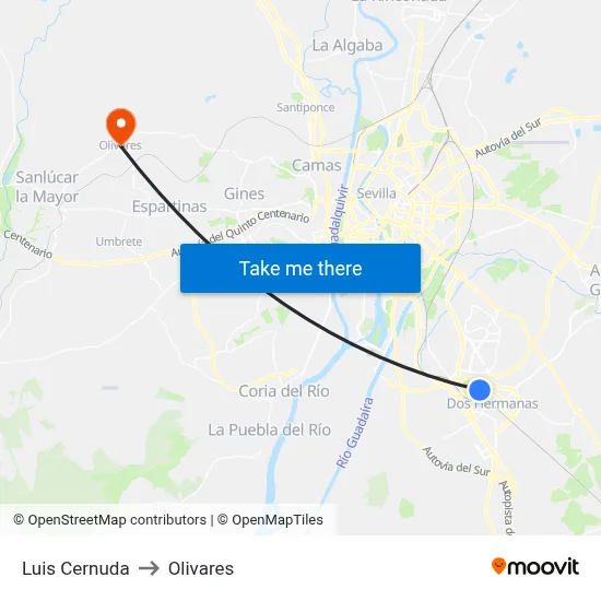Luis Cernuda to Olivares map