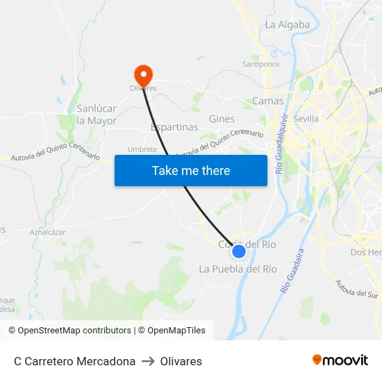 C Carretero Mercadona to Olivares map