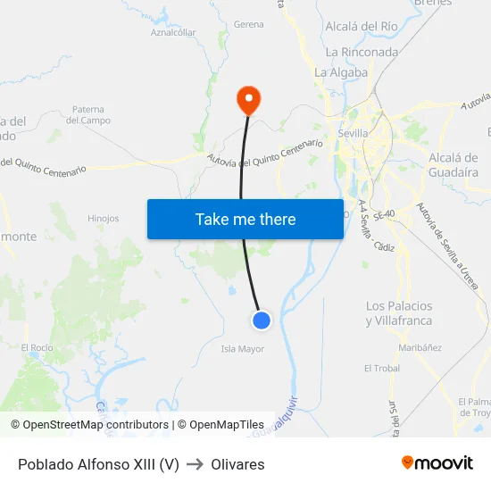 Poblado Alfonso XIII (V) to Olivares map