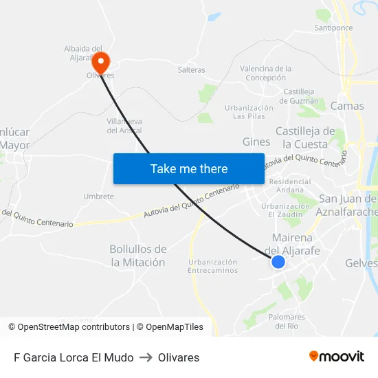 F Garcia Lorca El Mudo to Olivares map