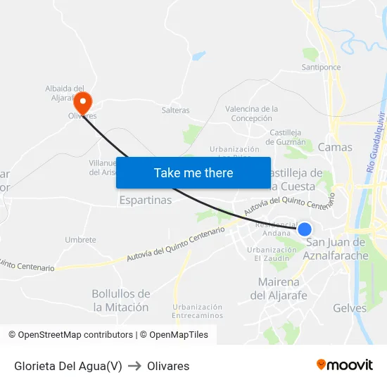 Glorieta Del Agua(V) to Olivares map