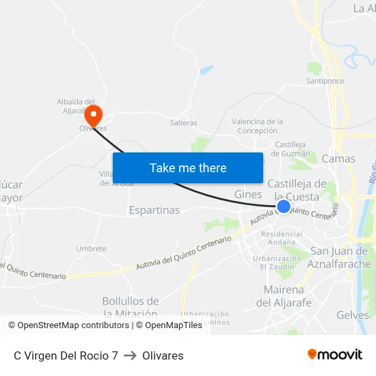 C Virgen Del Rocio 7 to Olivares map