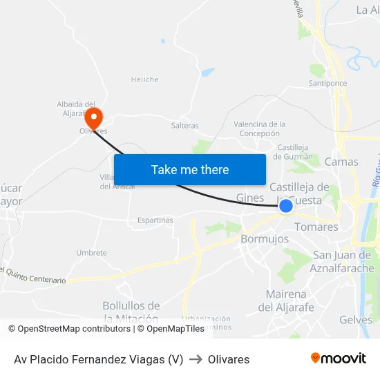 Av Placido Fernandez Viagas (V) to Olivares map