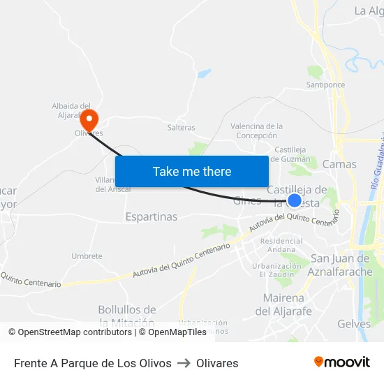 Frente A Parque de Los Olivos to Olivares map