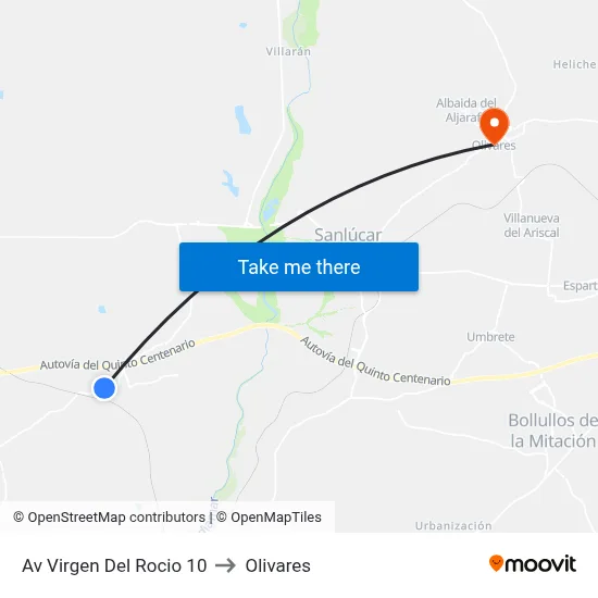 Av Virgen Del Rocio 10 to Olivares map