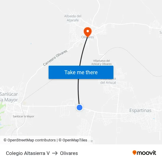 Colegio Altasierra V to Olivares map