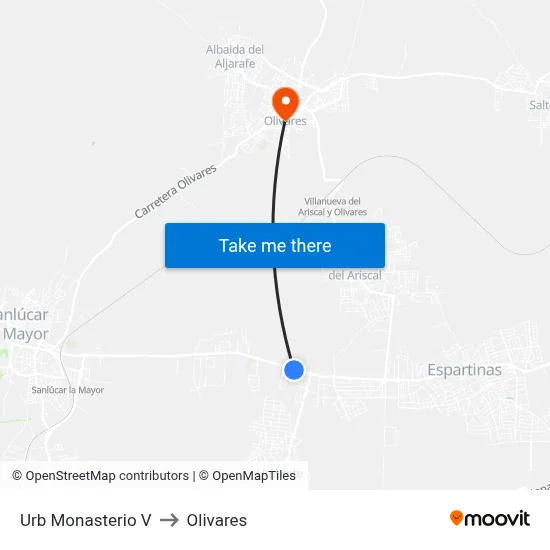 Urb Monasterio V to Olivares map