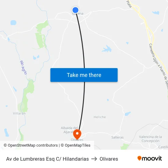 Av de Lumbreras Esq C/ Hilandarias to Olivares map
