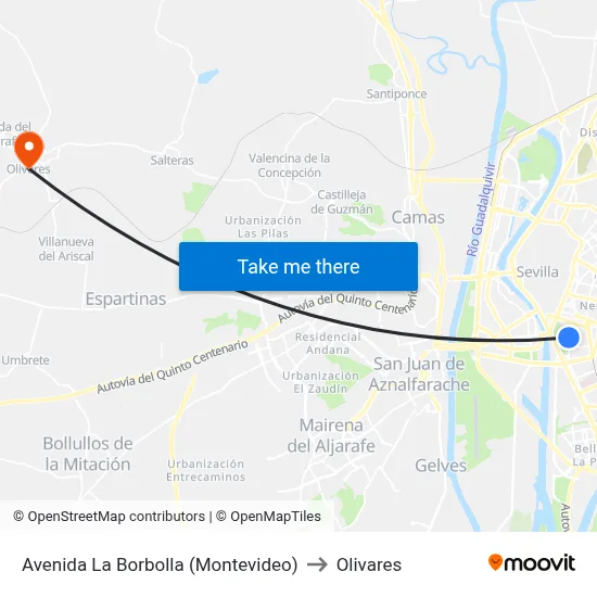 Avenida La Borbolla (Montevideo) to Olivares map