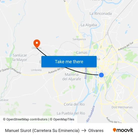 Manuel Siurot (Carretera Su Eminencia) to Olivares map
