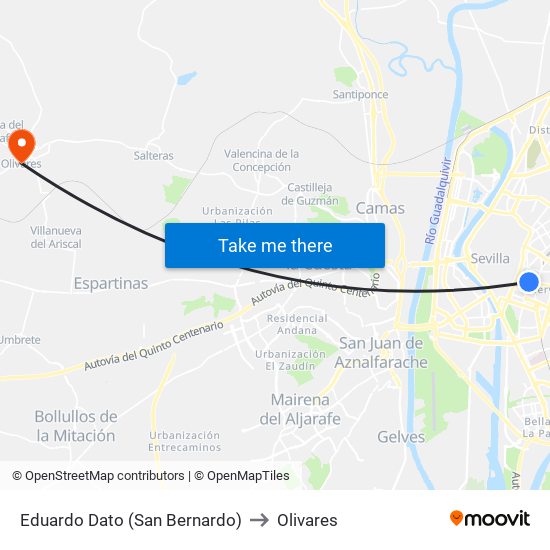 Eduardo Dato (San Bernardo) to Olivares map