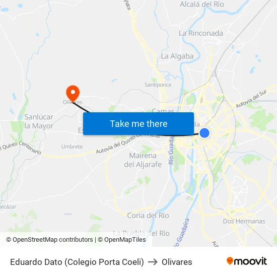 Eduardo Dato (Colegio Porta Coeli) to Olivares map