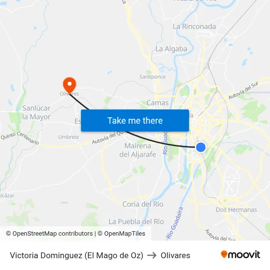 Victoria Dominguez (El Mago de Oz) to Olivares map