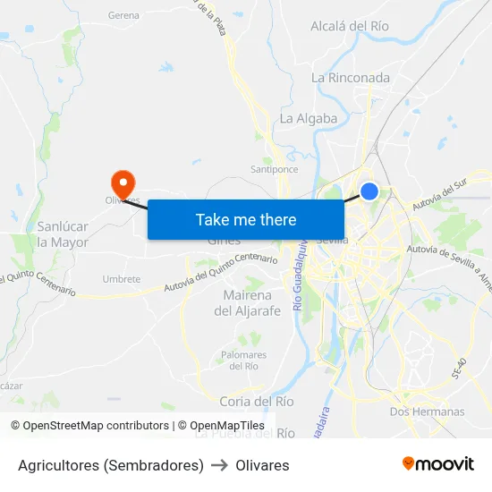 Agricultores (Sembradores) to Olivares map