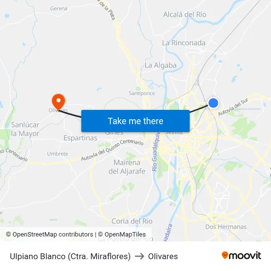 Ulpiano Blanco (Ctra. Miraflores) to Olivares map