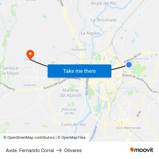 Avda. Fernando Corral to Olivares map