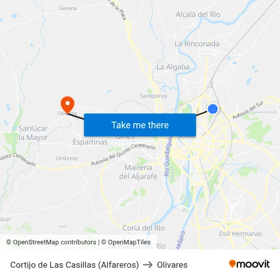 Cortijo de Las Casillas (Alfareros) to Olivares map