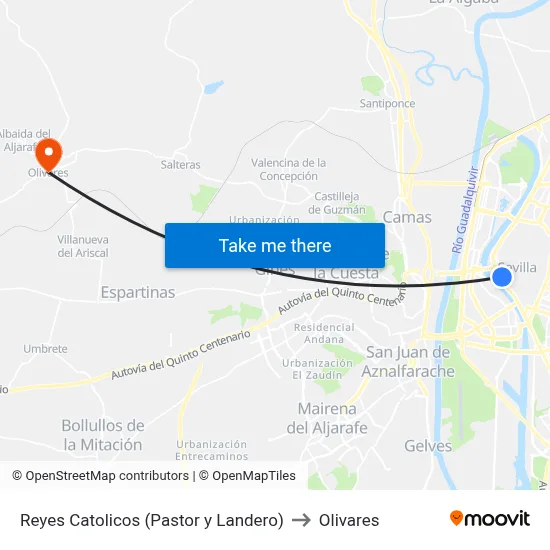 Reyes Catolicos (Pastor y Landero) to Olivares map