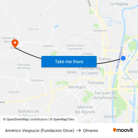 Américo Vespucio (Fundacion Once) to Olivares map