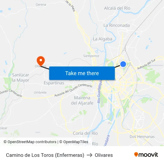 Camino de Los Toros (Enfermeras) to Olivares map