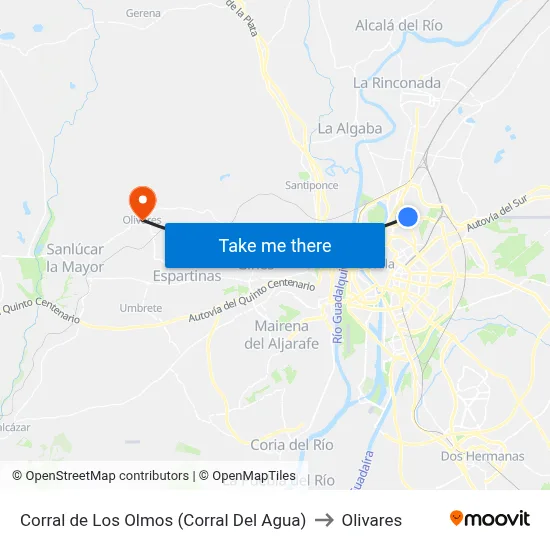 Corral de Los Olmos (Corral Del Agua) to Olivares map