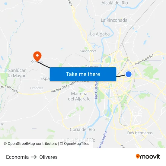 Economia to Olivares map