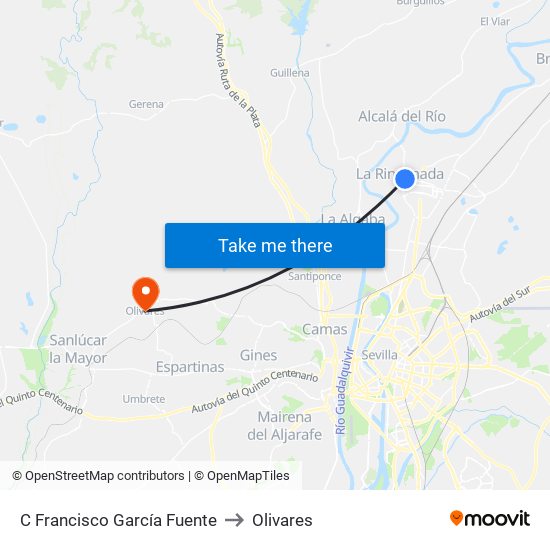 C Francisco García Fuente to Olivares map