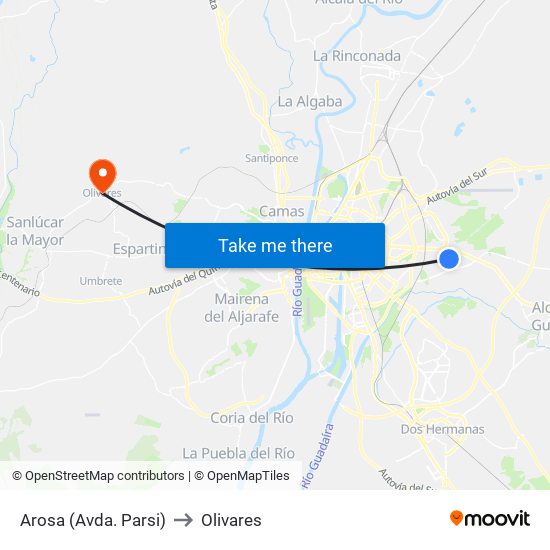 Arosa (Avda. Parsi) to Olivares map